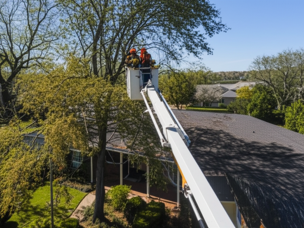 Professional tree service team at work